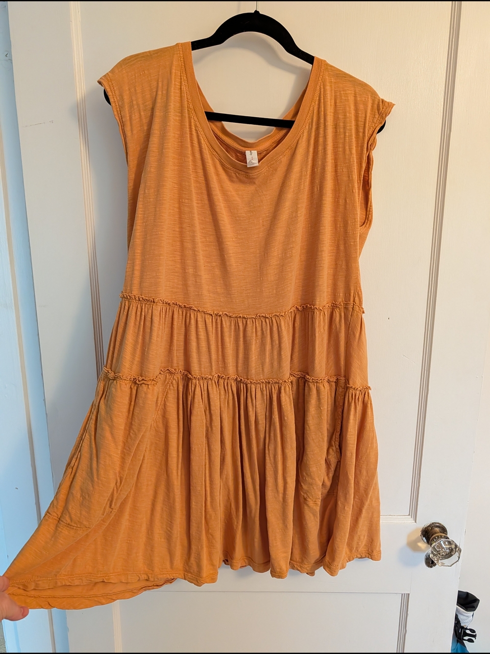 Anthropologie Cap-Sleeve Tiered Mini Dress in Mustard Yellow